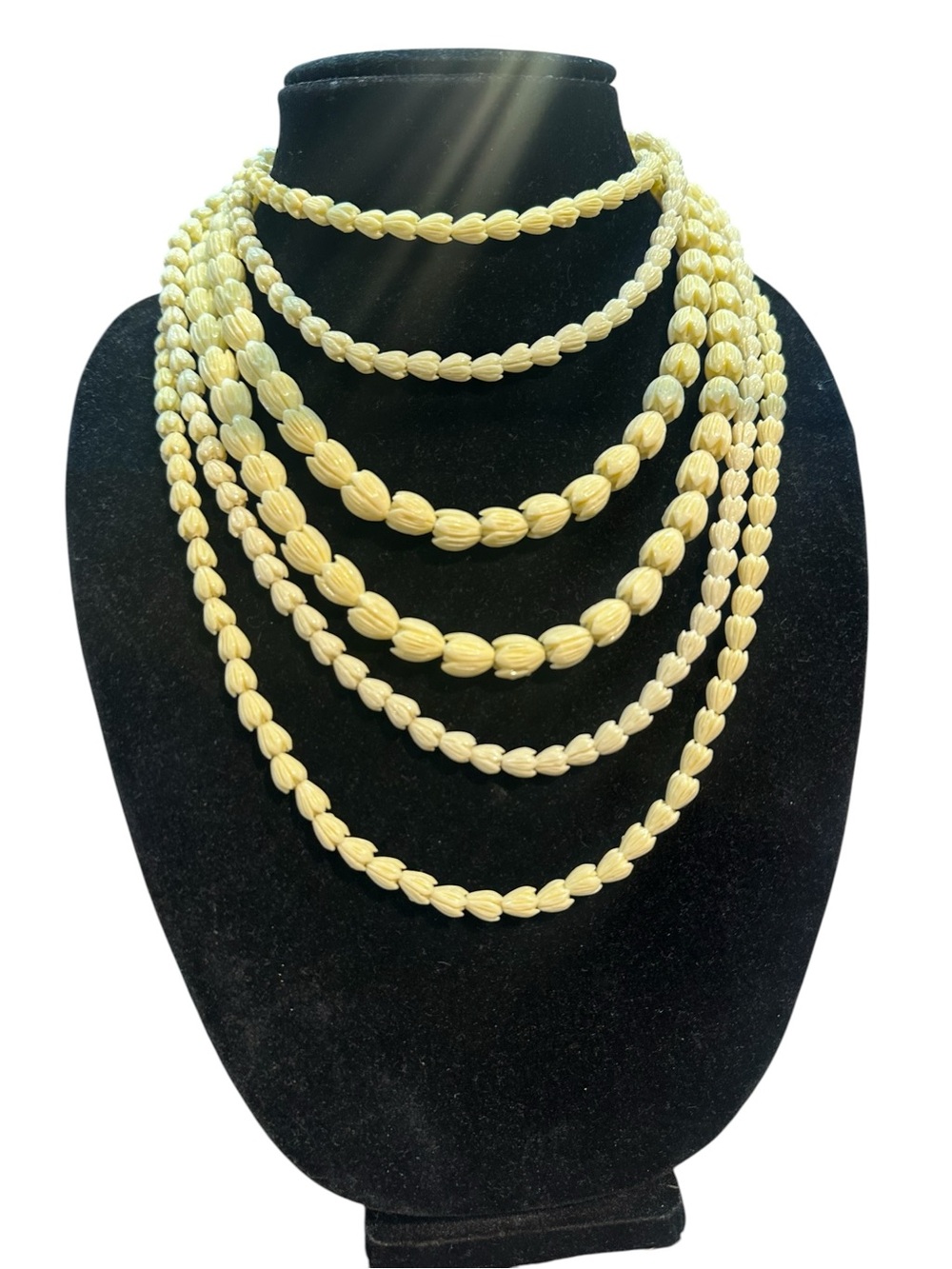 Multi-Strand Carved Hawaiian Pikake Bead Necklace